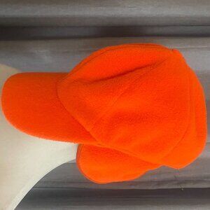 Daystone Blaze Orange Fleece Trapper Hat Ear Flap Snapback Hunting Cap Vintage
